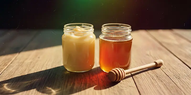 Cremiger und flüssiger Honig aus Gera im direkten Vergleich - Imkerei Honigtopf Gera