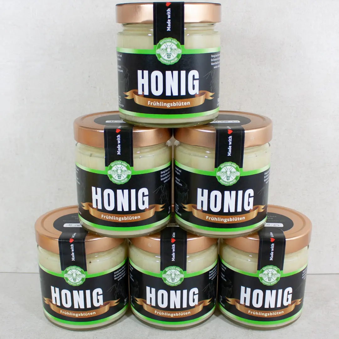 6 Gläser cremiger Frühtrachthonig 500g - Imkerei Genzel, Honigtopf Gera