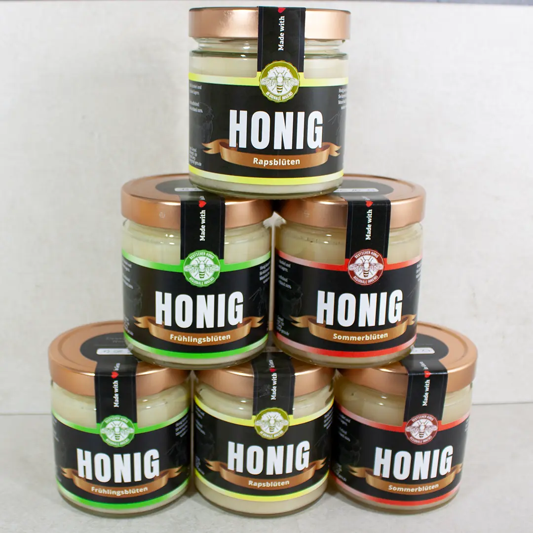 6 Honiggläser 500g in drei Sorten - Imkerei Genzel, Honigtopf Gera
