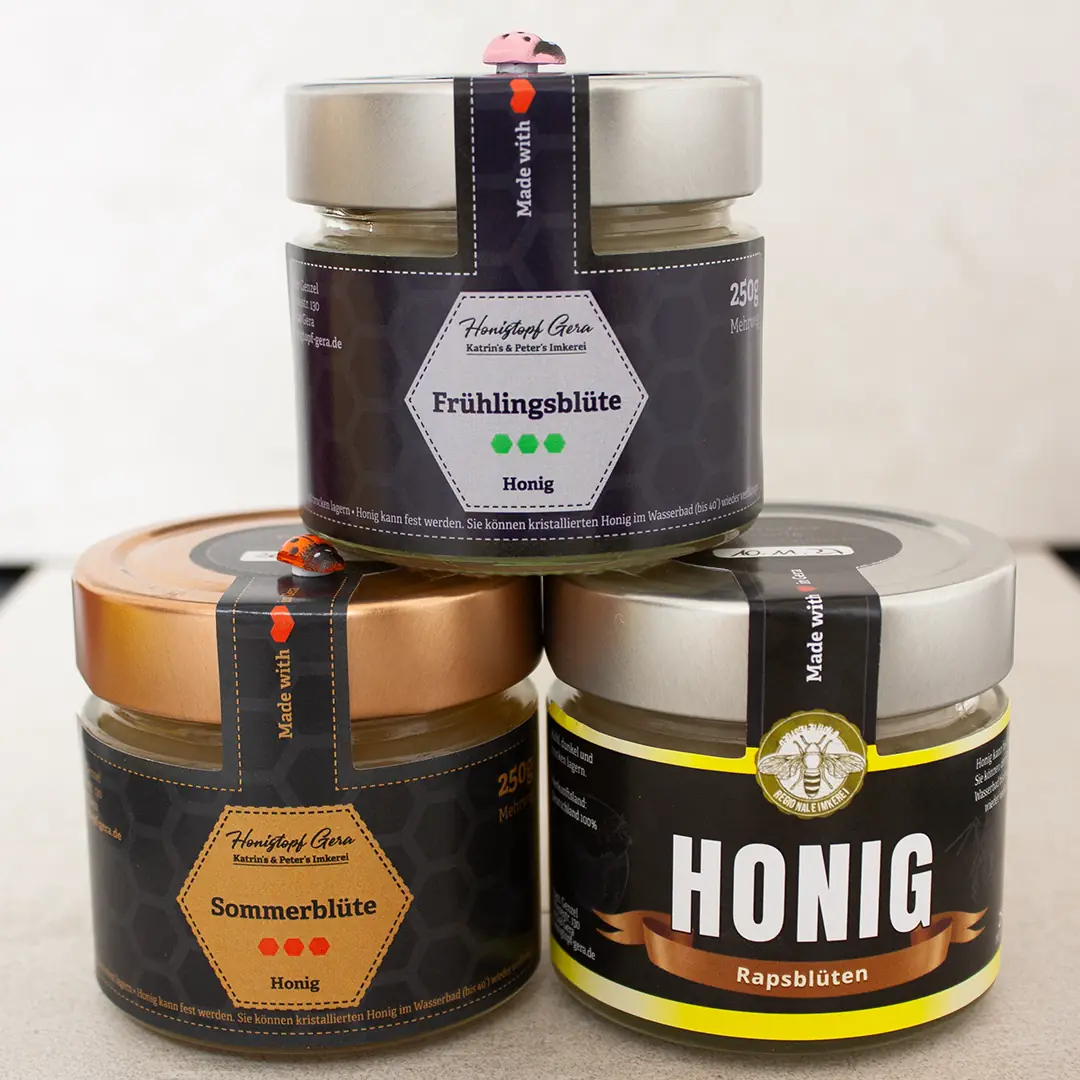 Honig-Probierset 3 Sorten - Imkerei Genzel, Honigtopf Gera