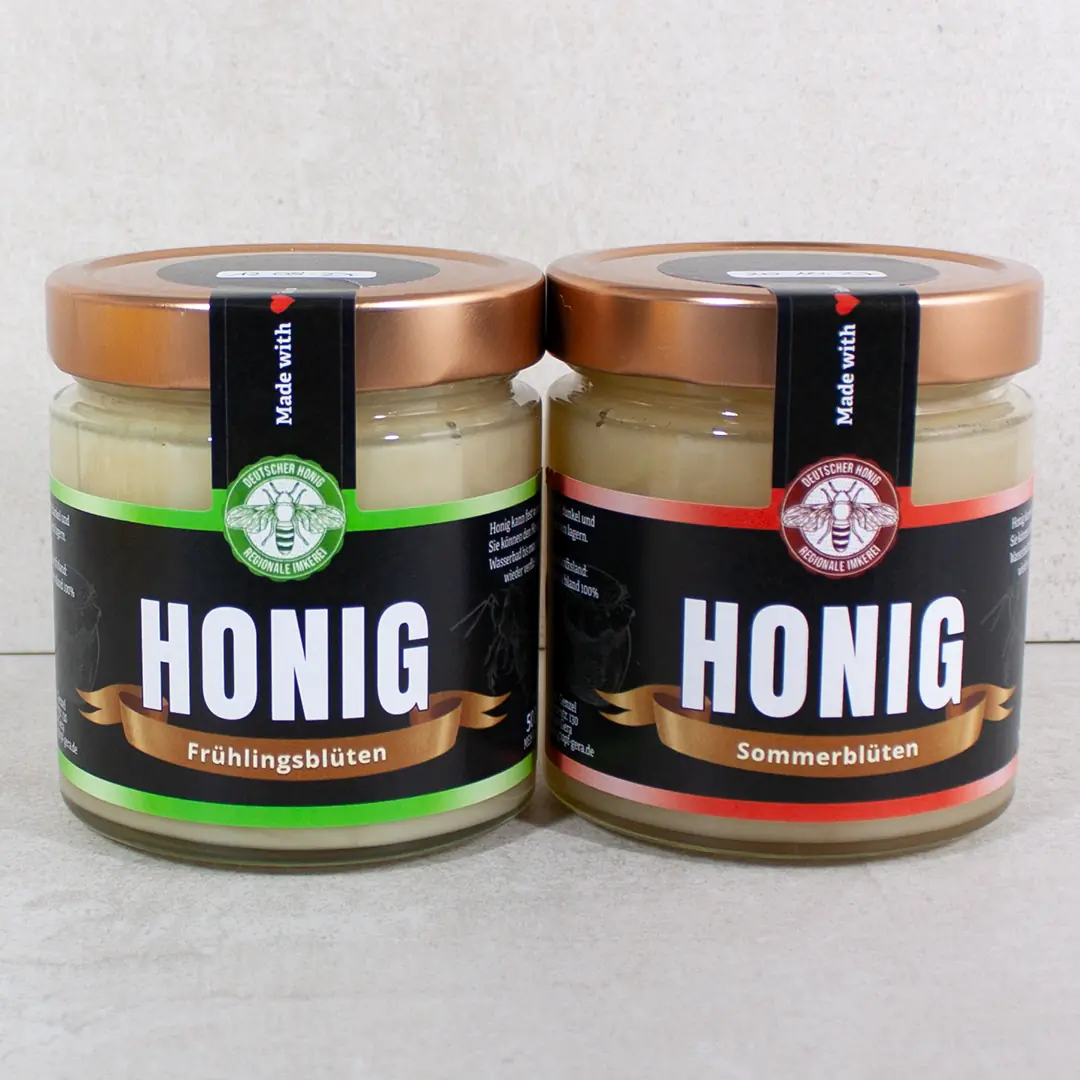 Honig-Set Frühtracht und Sommerblüte 500g - Imkerei Genzel, Honigtopf Gera