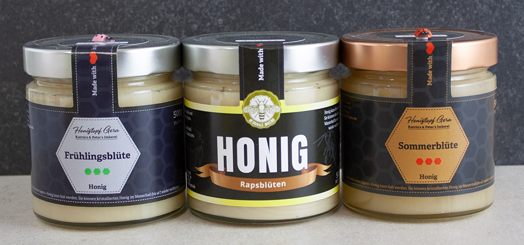 Auswahl regionaler Honigsorten Raps, Frühlings- und Sommerblüte aus Gera